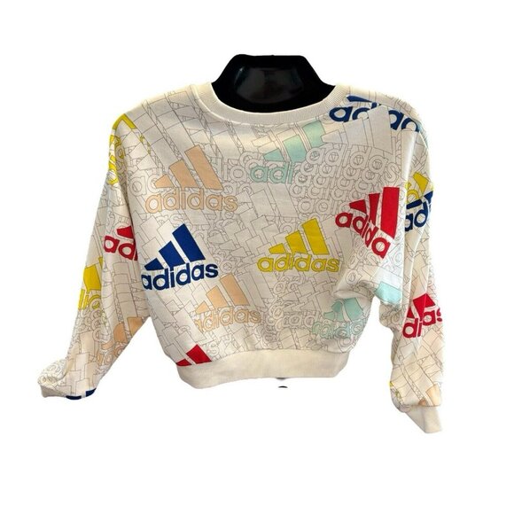 Women's Y2K Adidas Cropped Crew Neck Sweatshirt Size Small - Picture 7 of 7